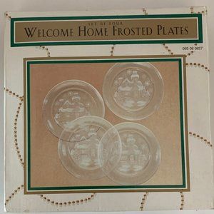 CHRISTMAS PLATES-FROSTED-SET OF 4-7.5" DIAMETER-NWT